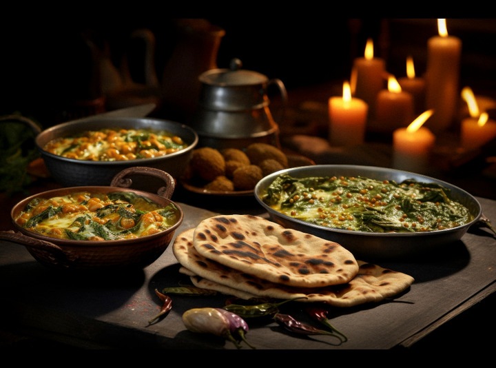 Indiase gerechten, waaronder curry's, naanbrood en falafel bij Indian Naan Restaurant